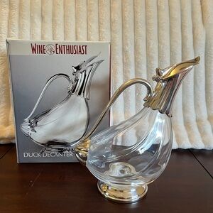 Wine Enthusiast Duck Decanter - Clear Glass with Silver-Tone Accents